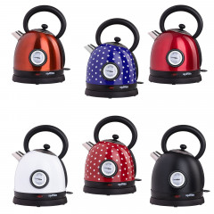 Grafner Grafner Wasserkocher Grafner Retro-Wasserkocher 1,8 Liter 2200 Watt mit Thermometer verschiedene Farben, 2200 W, Edelstahl, Retro-Design Blaugepunktet Чайник Grafner Ретро-чайник Grafner 1,8 литра 2200 Вт с термометром разные цвета, 2200 Вт, нержа