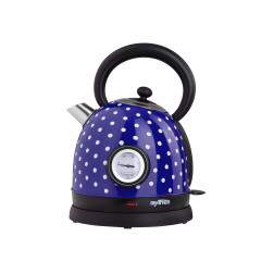 Grafner Grafner Wasserkocher Grafner Retro-Wasserkocher 1,8 Liter 2200 Watt mit Thermometer verschiedene Farben, 2200 W, Edelstahl, Retro-Design Blaugepunktet Чайник Grafner Ретро-чайник Grafner 1,8 литра 2200 Вт с термометром разные цвета, 2200 Вт, нержа