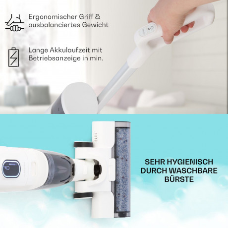 Klarstein Klarstein Akku-Hand-und Stielstaubsauger Caswell, 150 W, beutellos, Nass Trocken Sauger Akku Kabellos Beutellos LED 150  Беспроводной ручной и стержневой пылесос Klarstein Caswell, 150 Вт, без мешка, пылесос для влажной и сухой уборки, аккумулят