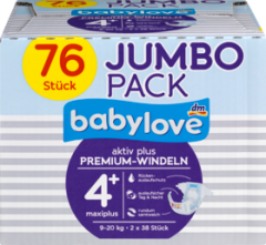 babylove Jumbo Pack Premium-Подгузники Размер maxi+ 9-20kg, 2x38 stück, 76 шт