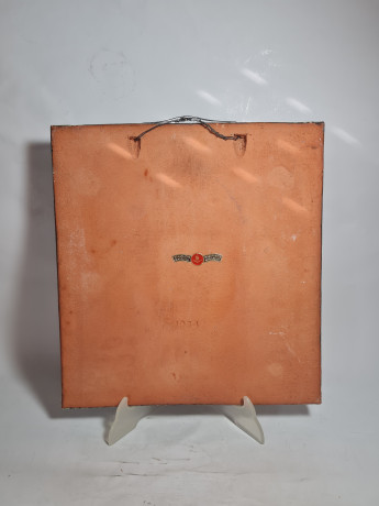 Панно декоративное винтажное Staatliche Majolika Karlsruhe с изображением парусника, керамика, 31 х 33 см, Германия, 1960-70гг.