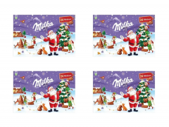 Milka Adventskalender 200g x 4 stk 2025 Адвент-календарь, 24 сладких сюрприза, 38см х 25см, 200 грамм х 4 упаковки