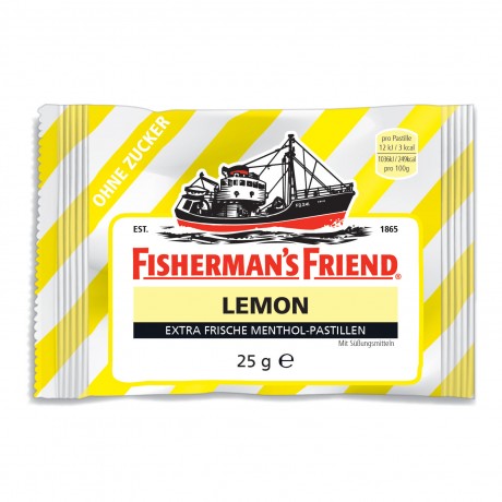 Fishermans Friend Menthol Pastillen Lemon no sugar - 24 x 25 g Фишерманс Френд, пастилки с лимоном, без сахара, коробка 24 шт x 25 г