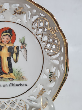 Тарелка декоративная винтажная Schumann Bavaria, вырубной фарфор, 10 см, Германия, 1960-70гг.