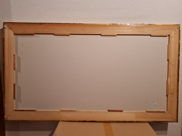 Картина винтажная / репродукция Trelony "Домик в горах", большой формат, 114 х 65 см, Германия, 1980-90гг.