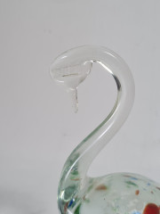 Фигурка винтажная Murano Glas &quot;Лебедь&quot;, прозрачное стекло с яркими вкраплениями, 12 см, Италия, 1960-70гг.