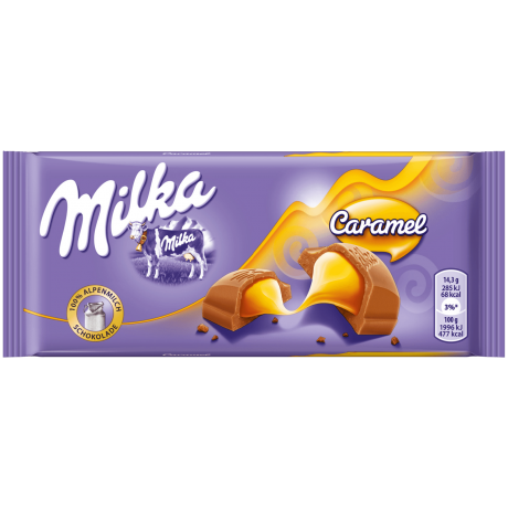 Milka Caramel-Creme Альпийский молочный шоколад с карамельной начинкой 100г