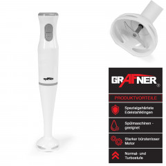 Grafner Grafner Stabmixer Stabmixer Purierstab Mixer Zerkleinerer Edelstahlmesser, 200,00 W, Klingen-System aus Edelstahl  Ручной блендер Grafner Ручной блендер Purier Стержень-миксер-измельчитель Нож из нержавеющей стали, 200,00 Вт, система лезвий из нер