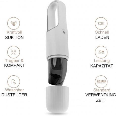 TUABUR TUABUR Akku-Handstaubsauger Extrem leiser, leistungsstarker kleiner Hand-Mini-Staubsauger, 8000-Pa-Staubsauger, ausgestattet mit 2 * 2000-mA-Batterien, multifunktionaler kabelloser Handstaubsauger, Geeignet fur Autos, Wohnungen und Buros Schwarz Бе