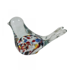 Фигурка винтажная Murano Glas &quot;Птичка&quot;, прозрачное стекло с яркими вкраплениями, 8.5 см, Италия, 1960-70гг.