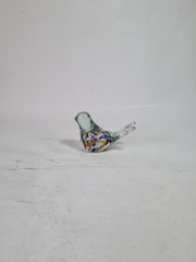 Фигурка винтажная Murano Glas &quot;Птичка&quot;, прозрачное стекло с яркими вкраплениями, 8.5 см, Италия, 1960-70гг.