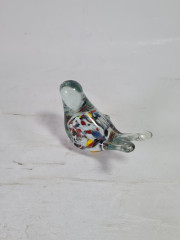 Фигурка винтажная Murano Glas &quot;Птичка&quot;, прозрачное стекло с яркими вкраплениями, 8.5 см, Италия, 1960-70гг.