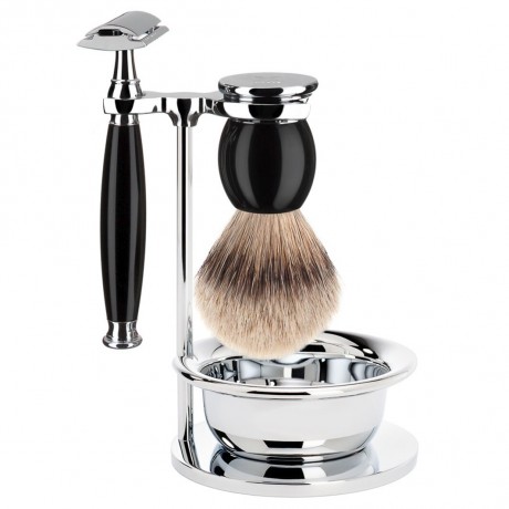 Muhle SOPHIST 4-tlg. Silberspitz Rasier-Set  Griffe schwarz  СОФИСТ 4 шт. Набор бритвенных ручек Silvertip черный