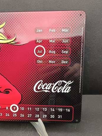 Календарь настенный винтажный Coca Cola, яркий декор в стиле поп-арт, металл, 29.5 21 см, Германия, 1990-2000 гг.