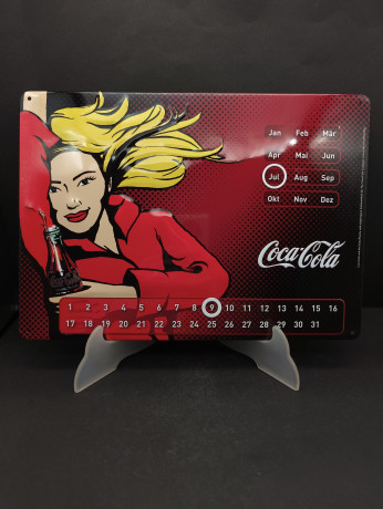 Календарь настенный винтажный Coca Cola, яркий декор в стиле поп-арт, металл, 29.5 21 см, Германия, 1990-2000 гг.