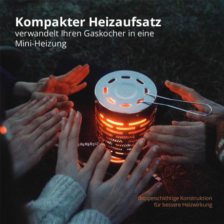 EVOCAMP EVOCAMP Gaskocher Heizaufsatz mit 20x20cm feuerfester Unterlage, (Heizaufsatz fur Gaskocher mit feuerfester Unterlage), ideal als Zeltheizung und Campingheizung  Нагревательная насадка для газовой плиты EVOCAMP с огнестойким основанием 20x20 см (н