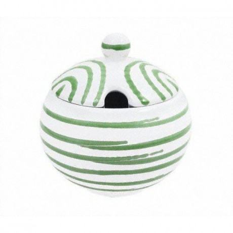 Gmundner Keramik Gmundner Keramik Grungeflammt Zuckerdose glatt mit Ausschnitt d: 10 cm / h: 11 cm Керамическая сахарница Gmundner с зеленым пламенем, гладкая, с вырезом d: 10 см / высота: 11 см