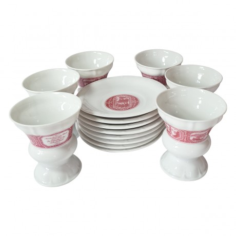 HEINRICH Кофейный Сервиз с видами г. Рюдесхайм-на-Рейне, 6 чашек+8 блюдец, Германия, 1960-70гг.