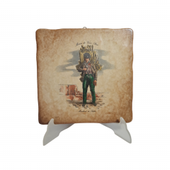 Керамическая винтажная картина &quot;Окрестности Парижа. Торговец рыбой&quot;, 20 x 20 см, Италия, 1960-1970гг.