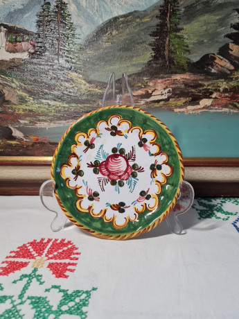 Декоративная тарелка с красочным цветочным узором, 15см, Италия, 1960-70гг.