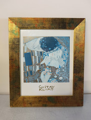 Картина винтажная Густав Климт &quot;Поцелуй&quot;, в позолоч.раме, 37.5 х 31.5 см, Германия, 1980-90гг.