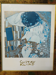 Картина винтажная Густав Климт &quot;Поцелуй&quot;, в позолоч.раме, 37.5 х 31.5 см, Германия, 1980-90гг.