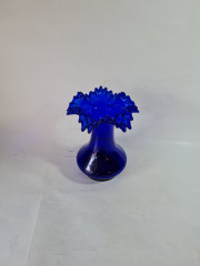 Ваза винтажная, синее богемское стекло, ручная работа, 19 x 14 см, Чехословакия, 1960-70гг.