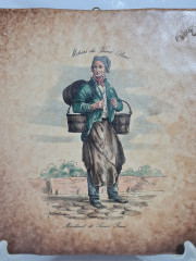 Керамическая винтажная картина &quot;Окрестности Парижа. Торговец ведрами&quot;, 20 x 20 см, Италия, 1960-1970гг.