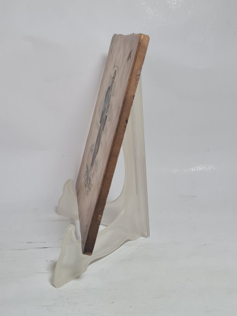 Керамическая винтажная картина "Окрестности Парижа. Торговец ведрами", 20 x 20 см, Италия, 1960-1970гг.