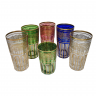 Стаканы винтажные Albena Morokko из цветного стекла с золотистым декором, 5 шт.х 13,5 см и 1 шт.х 10 см, Германия, 1960-70гг.
