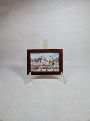 Картина винтажная Im Stil C.Stenton "Городской пейзаж", деревянная рама, 17 х 12 см, Германия, 1960-70гг.