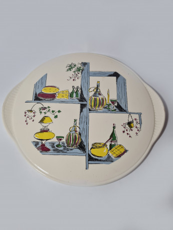 Echt dom Keramik Винтажное керамическое блюдо с ручками, 34см, Германия, 1960-70гг.