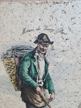 Керамическая винтажная картина "Окрестности Парижа. Тряпичник", 20 x 20 см, Италия, 1960-1970гг.