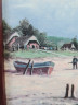 Картина винтажная Im Stil C.Stenton "Пляж Сент-адрес Клода Моне", деревянная рама, 17 х 12 см, Германия, 1960-70гг.