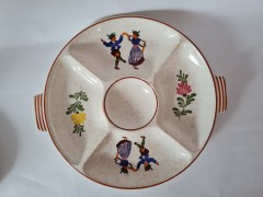 Тарелка-менажница Alpine Peasant Ware с ручками, ручная роспись, 35 см, Германия, 1960-70гг.