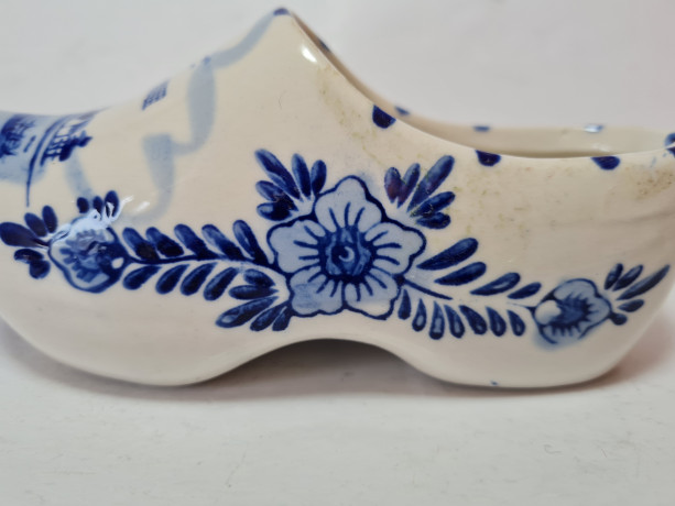 Delft Blue Holland Декоративный башмачок с синим рисунком ручной работы, дельфтский фарфор, 7 x 15 см, Голландия, 1960-70гг.