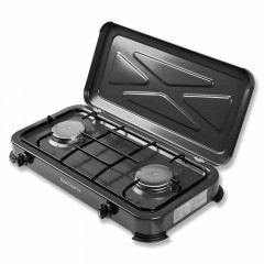 BlueCraft BlueCraft Gaskocher, (Gas-Kochfeld 2 flammen Propangas mit Schlauch und Druckminderer), Campingkocher 2-flammig mit Zundsicherung Gasschlauch Gasregler  Газовая плита BlueCraft, (газовая плита, 2 пламени, пропан, со шлангом и редуктором), походн