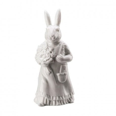 Hutschenreuther Hutschenreuther Hasenfiguren Hasenfrau mit Korb - weiss glasiert h: 13,7 cm Фигурки кроликов Hutschenreuther женщина-кролик с корзиной - белая глазурь, высота: 13,7 см