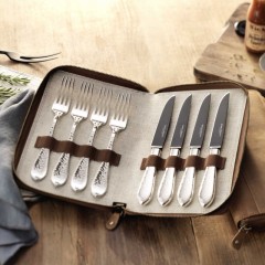 Robbe & Berking Robbe & Berking Martele - 925 Sterling Silber Grillset Frozen Black 8-tlg. Robbe & Berking Martele - Набор для гриля из стерлингового серебра 925 пробы Frozen Black, 8 предметов.