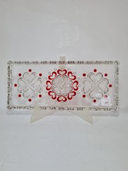 Блюдо винтажное &quot;Красные сердечки&quot; для закусок, прямоуг., 33.5 x 15 см,  Германия, 1960-70гг.