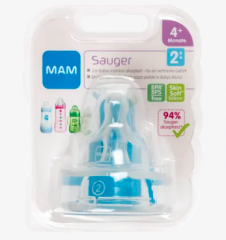 MAM Trinksauger Silikon, Gr. 2, ab 4 Monaten, 2 St Силиконовая соска, размер 2, с 4 месяцев, 2 шт.