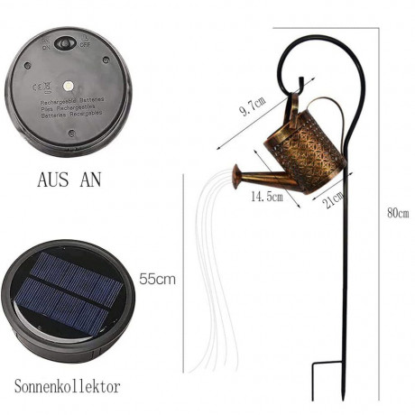 Jormftte Jormftte Wasserkocher Solarwasserung Dose,Garten LED-Bewasserung  Чайник Jormftte, солнечная лейка, садовый светодиодный полив