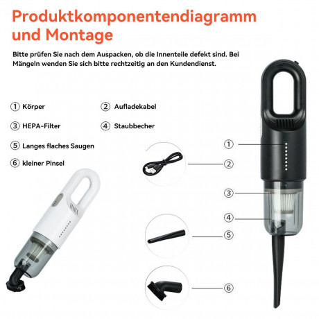 DOPWii DOPWii Akku-Handstaubsauger Vakuumreiniger,Kabellos,Leistungsstark,Staubsauger Fur Zuhause,Auto, Es gibt eine Tasche Schwarz Беспроводной ручной пылесос DOPWii, беспроводной, мощный, пылесос для дома, автомобиля, есть сумка