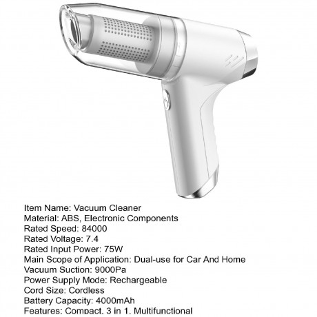 farfi farfi Akku-Handstaubsauger Mini tragbarer 3-in-1-Auto-Handstaubsauger, 75,00 W, starke Saugkraft,Sterilisation,Entstaubung Schwarz Беспроводной ручной пылесос Farfi, мини-портативный автомобильный ручной пылесос 3-в-1, 75,00 Вт, сильное всасывание, 