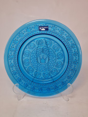 Декоративная тарелка винтажная Leonardo, синее стекло с растительным узором, 22,5 x 2 см, Германия, 1960-70гг.