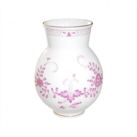 Meissen Meissen 'Neuer Ausschnitt - Indische Malerei 2 mit Kante purpur Goldpunkte mit Goldrand' Vase 12,5 cm Мейсен "Новая секция - Индийская роспись 2 с краем пурпурно-золотыми точками с золотым ободком" ваза 12,5 см