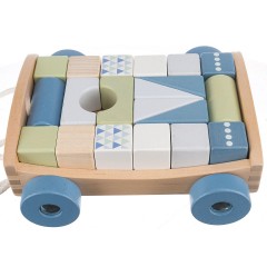 goki Ziehwagen mit 20 Bausteinen Нарисуйте повозку с 20 строительными блоками.