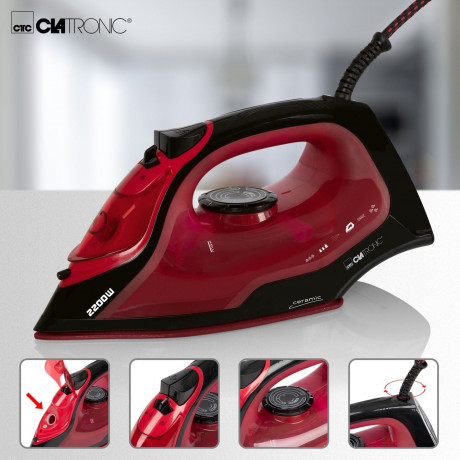 CLATRONIC CLATRONIC Dampfbugeleisen DB 3752, kratzfeste Keramiksohle, 7 Funktionen, 2200 Watt  Паровой утюг CLATRONIC DB 3752, устойчивая к царапинам керамическая подошва, 7 функций, 2200 Вт