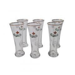 Бокалы пивные винтажные Carlsberg / Sahm, стекло, 0.2 л, 6 шт., 19 см, Германия, 1960-70гг.