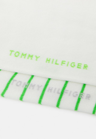 Tommy Hilfiger WOMEN SOCK SMALL STRIPE 2 PACK Socks marshmallow/green ЖЕНСКИЕ НОСКИ С МАЛЕНЬКИМИ ПОЛОСКАМИ, 2 УПАКОВКИ Носки зефир/зеленый